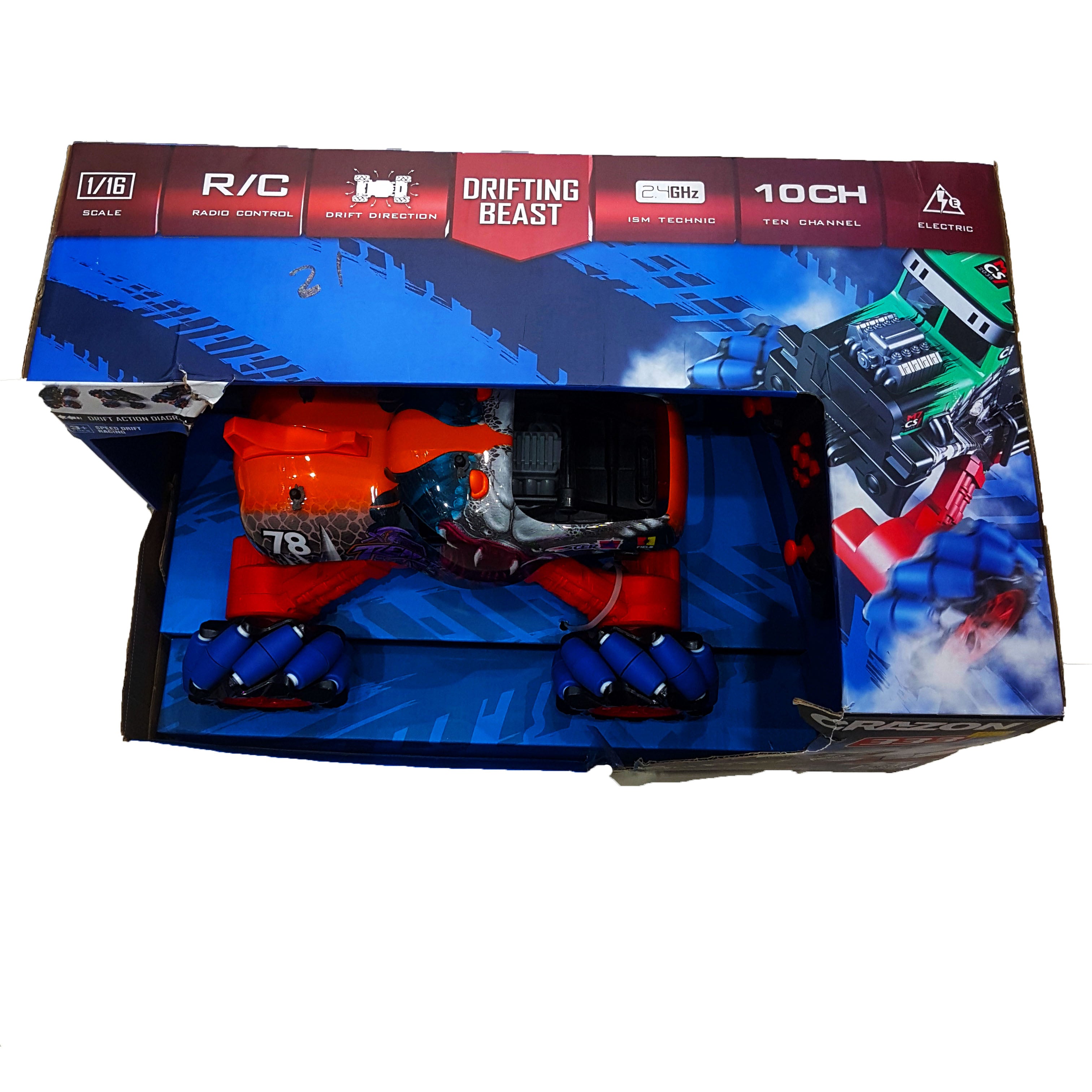 New Arrival 1/16 Scale Remote Control Drifting Beast - 2.4GHz, 10-Channel, 15km/h Max Speed - Ideal Gift for Boys