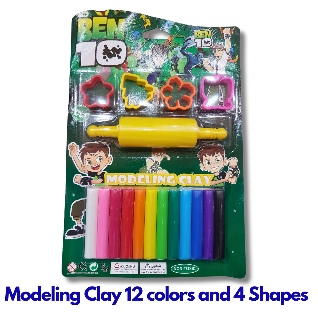 Modeling Clay 12 colors 4 shapes with 1 Roller Non-Toxic Gluten Free