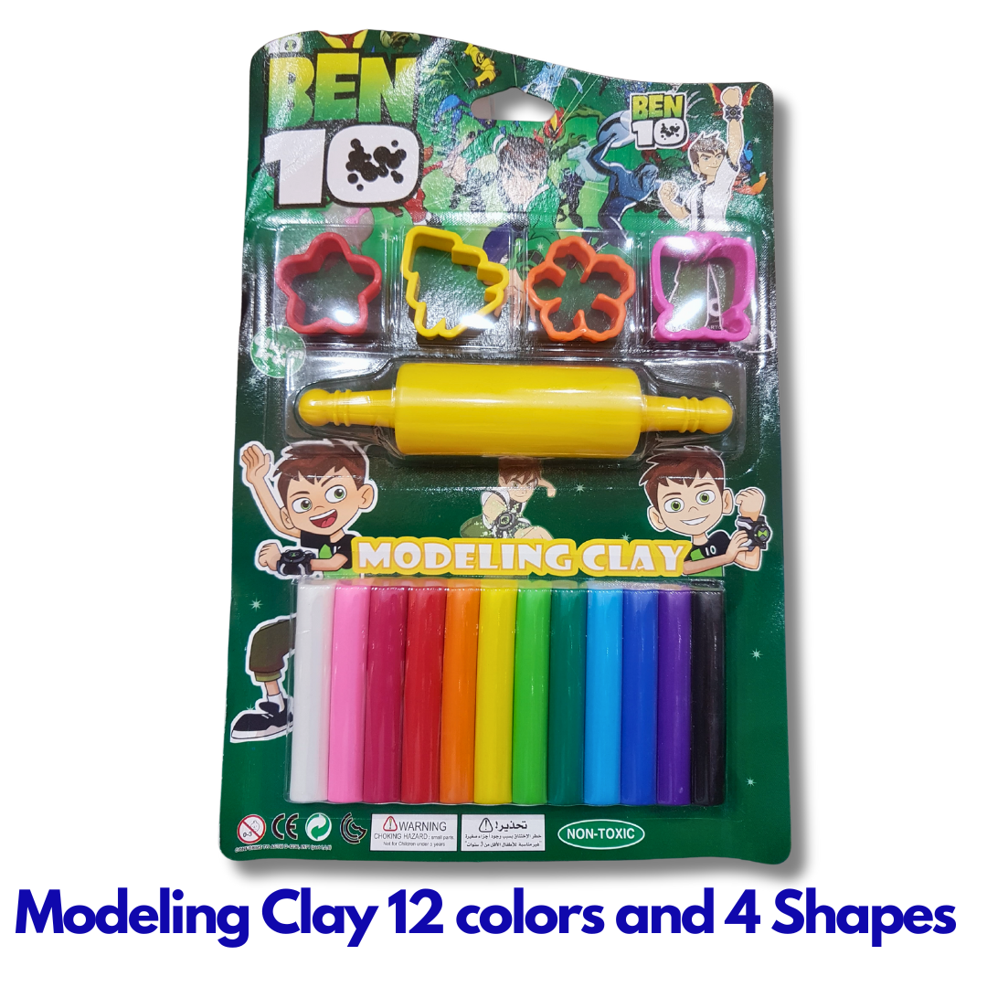 Modeling Clay 12 colors 4 shapes with 1 Roller Non-Toxic Gluten Free
