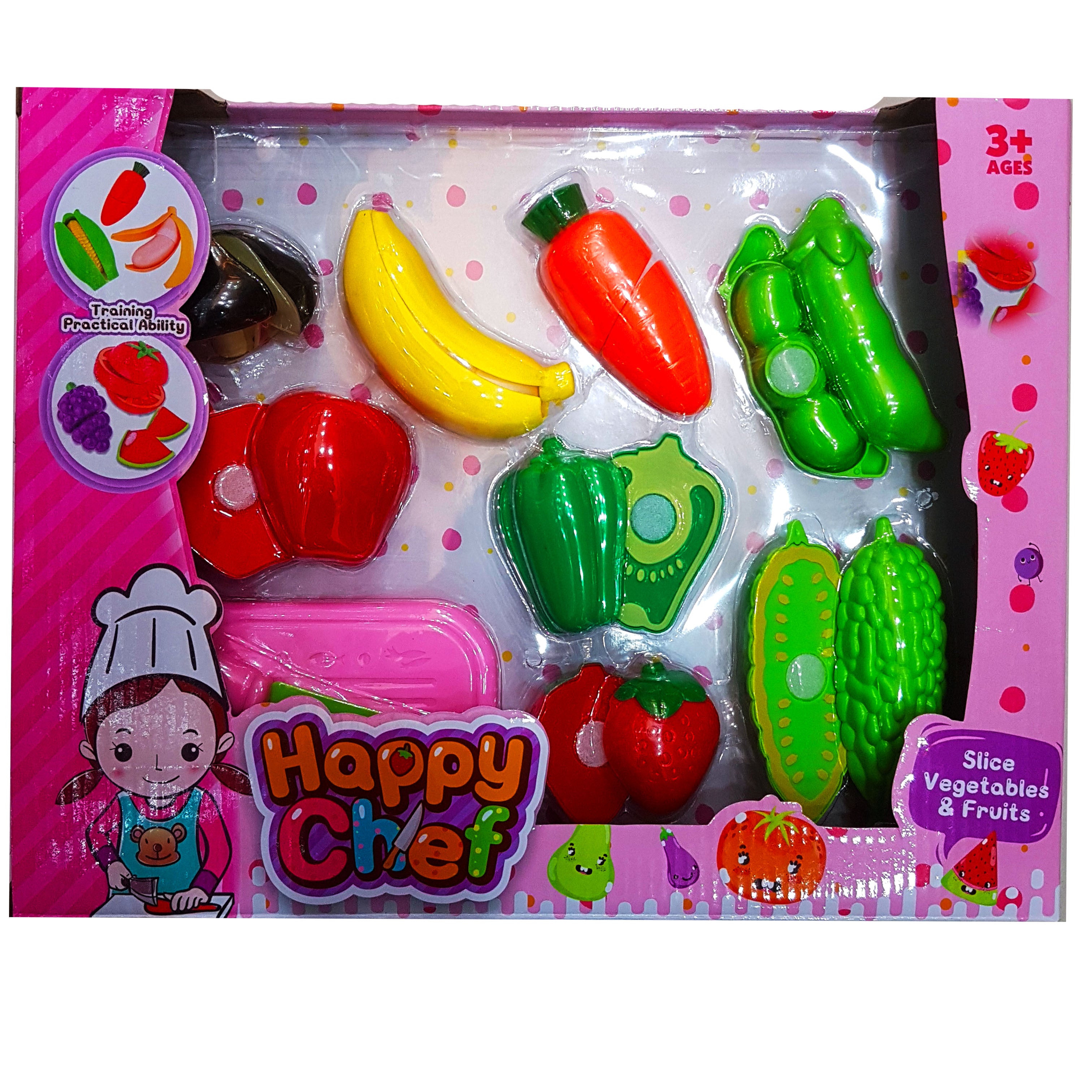 Happy Chef Slice Vegetable and Fruit Set Playset for Kids Ages 3 Years and Up Secondary image