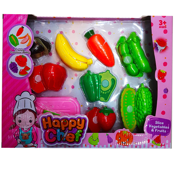 Happy Chef Slice Vegetable and Fruit Set Playset for Kids Ages 3 Years and Up