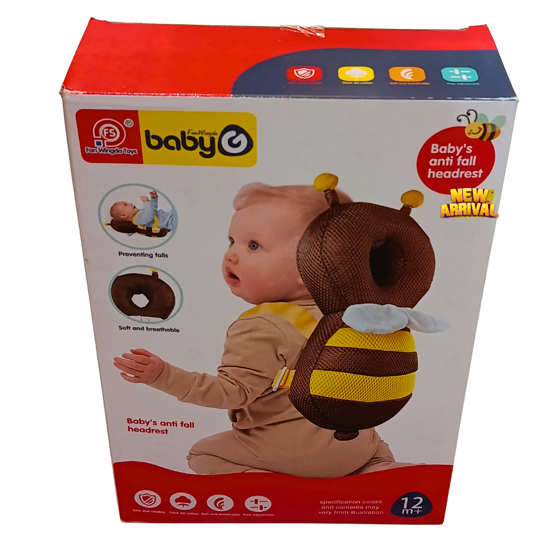 Bee-shaped baby wearable cushion original product packaging with yellow and brown bee design