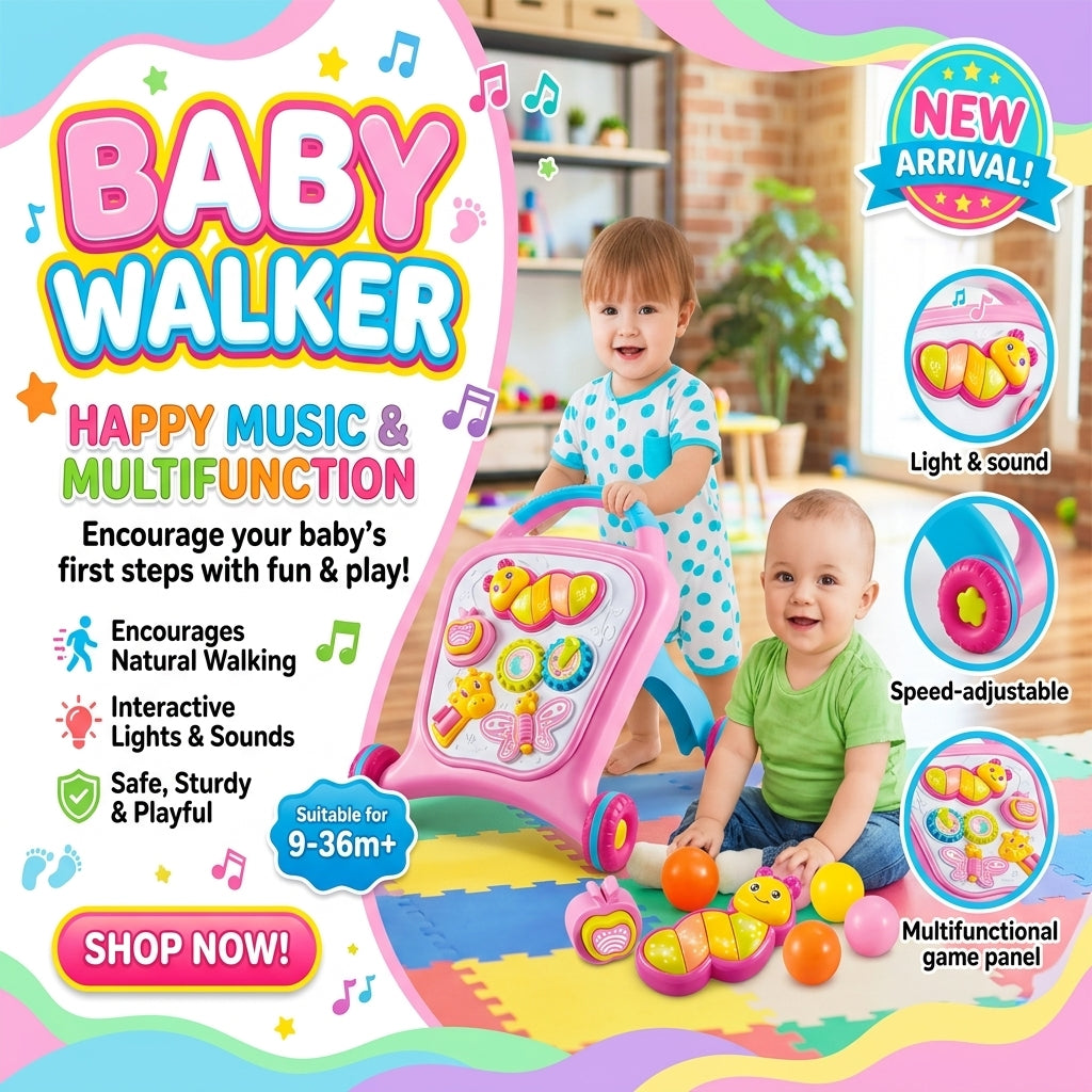 Multifunction baby walker promotional banner