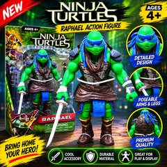 Ninja Turtles Raphael Action Figure for Kids – Teenage Mutant Ninja Turtle Toy with Sword Accessories | Superhero Cartoon Collectible Toy for Boys & Girls