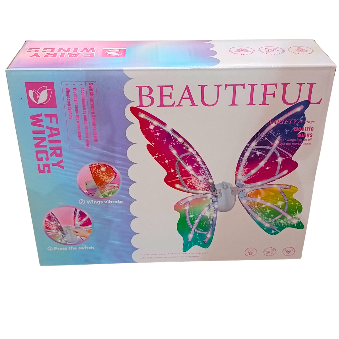 Original Beautiful Fairy Wings back packaging illustrating the switch and moving wings