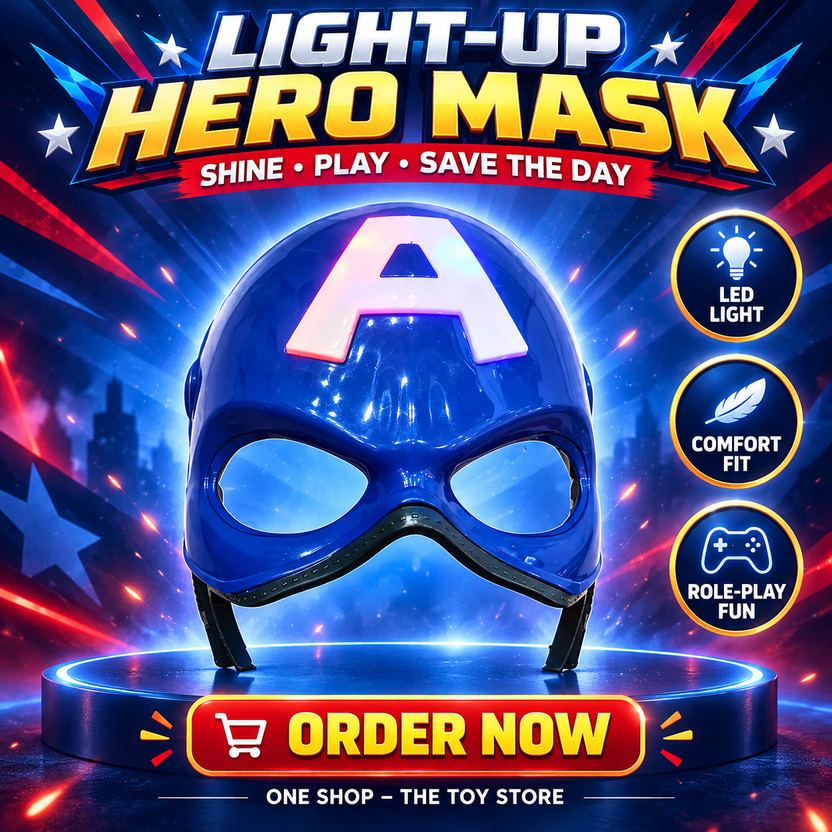 Light-Up Superhero Mask for Kids – LED Hero Role Play Mask with Comfortable Fit | Costume & Pretend Play Toy for Boys & Girls Main image