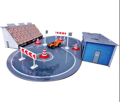 Maisto Built-N-Play Race Track Set: Cardboard Buildings, Accessories And 1 Fresh Metal Toy Car 512528