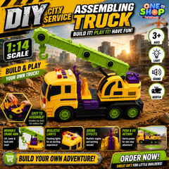 DIY Assembling Crane Truck Toy for Kids – Construction Service Truck with Lights, Sounds & Tool Set | Engineering Vehicle Toy for Boys (Ages 3+)