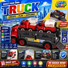 STEM DIY Build Your Own Truck Toy Set for Kids – Multi-Function Transport Truck with Mini Fire & City Service Vehicles | Educational Engineering Toy (3+ Years)