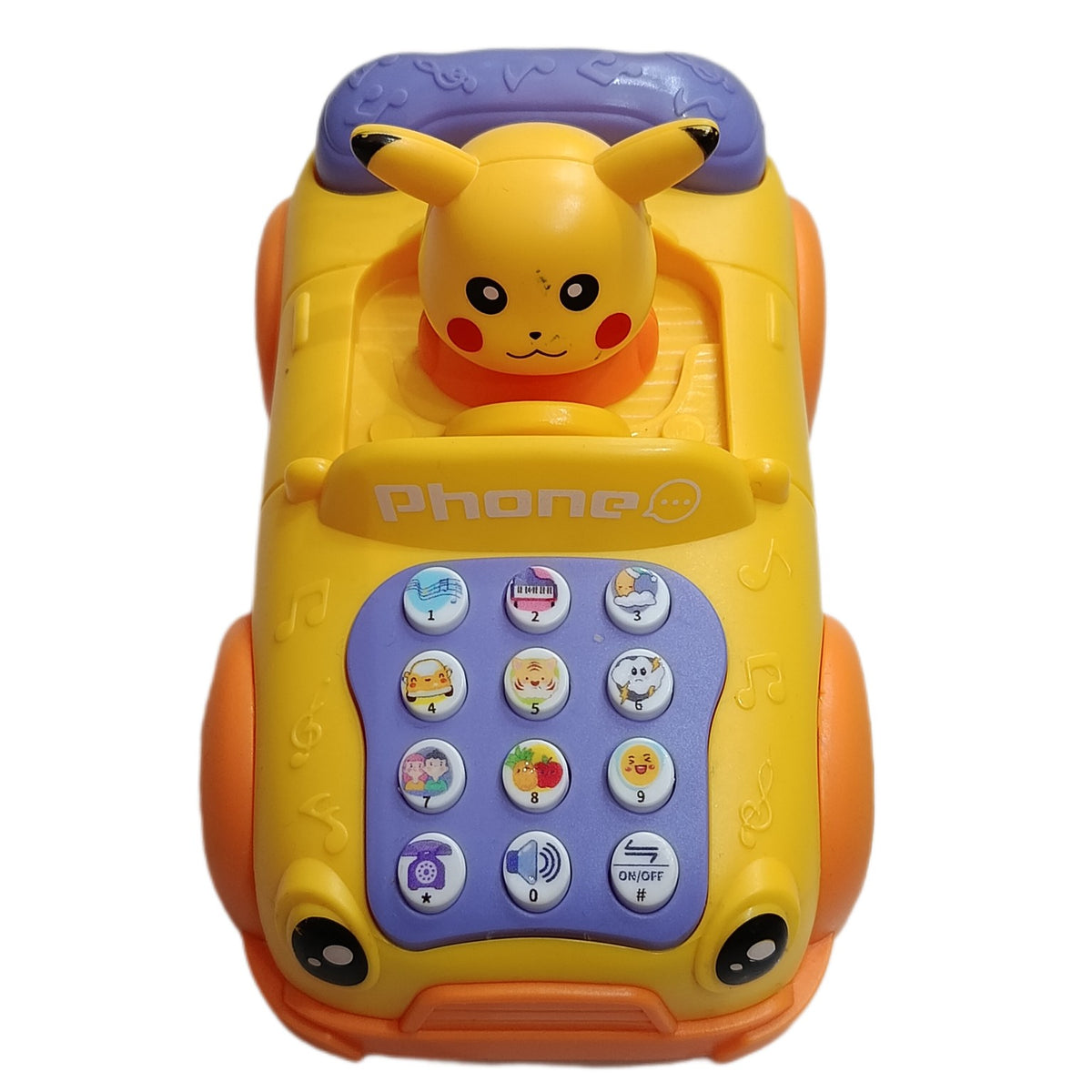 Yellow cartoon character toy car