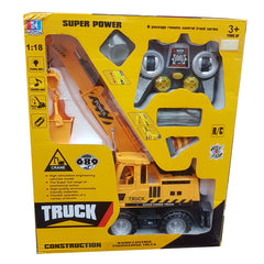 Super Power 1:18 Scale Remote-Control Toy Crane for Kids 3+ Years - Flashing Lights, Realistic Sounds, Moveable Parts, High Simulation Engineering Vehicle Model