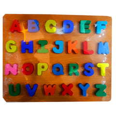 Premium Quality 3D Cut Colorful Wooden Capital Letters A-Z with Elegant Wooden Tray - Educational and Decorative Alphabet Set