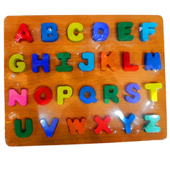 Premium Quality 3D Cut Colorful Wooden Capital Letters A-Z with Elegant Wooden Tray - Educational and Decorative Alphabet Set