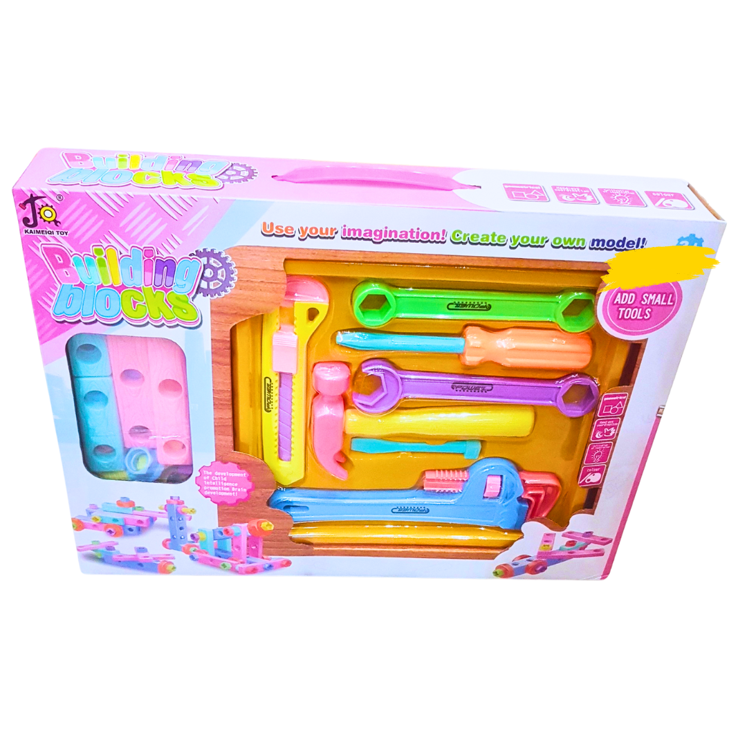 Building Blocks Construction Tool Set – DIY Engineering Playset with Nuts, Bolts & Toy Tools | Educational STEM Toy for Kids (3+ Years)