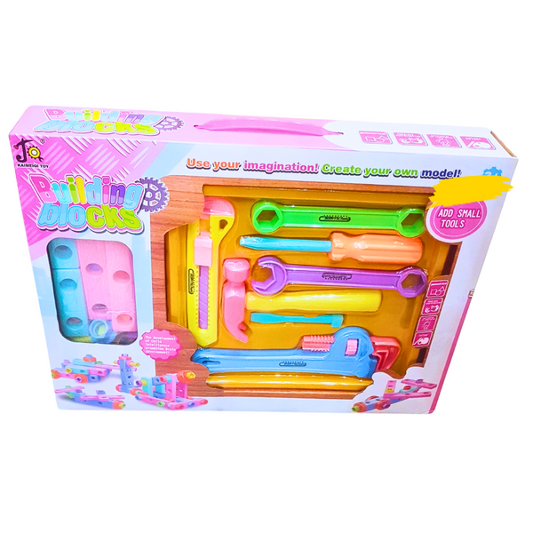 Building Blocks Construction Tool Set – DIY Engineering Playset with Nuts, Bolts & Toy Tools | Educational STEM Toy for Kids (3+ Years)