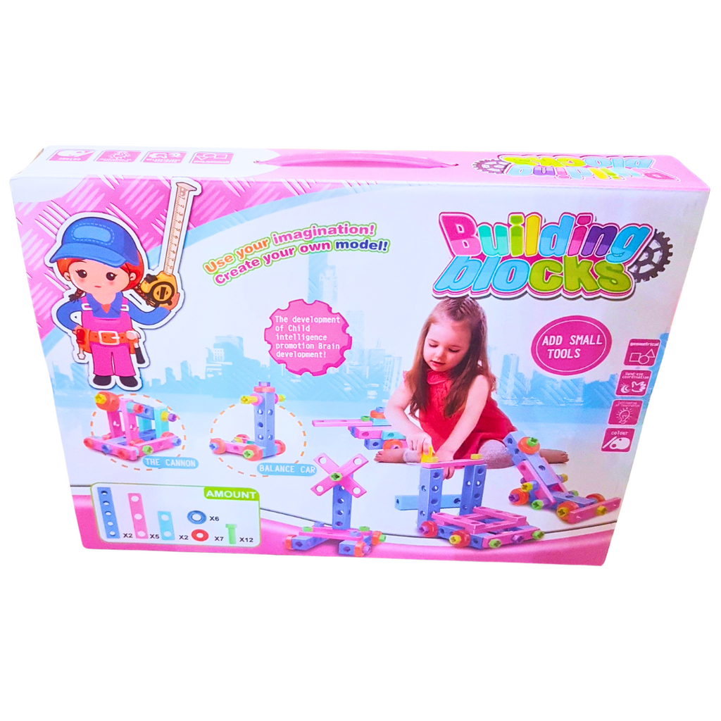 Building Blocks Construction Tool Set – DIY Engineering Playset with Nuts, Bolts & Toy Tools | Educational STEM Toy for Kids (3+ Years)