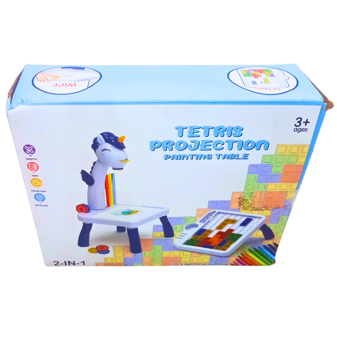 2-in-1 Tetris Projection Painting Table – Creative Art & Puzzle Playset | Unicorn-Themed Drawing & Block Game for Kids (Ages 3+) Secondary image