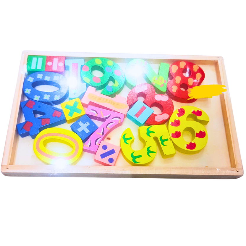 Wooden Numbers & Math Symbols Puzzle Set – Colorful Montessori Counting & Math Learning Toy for Kids (Ages 3+) Main image
