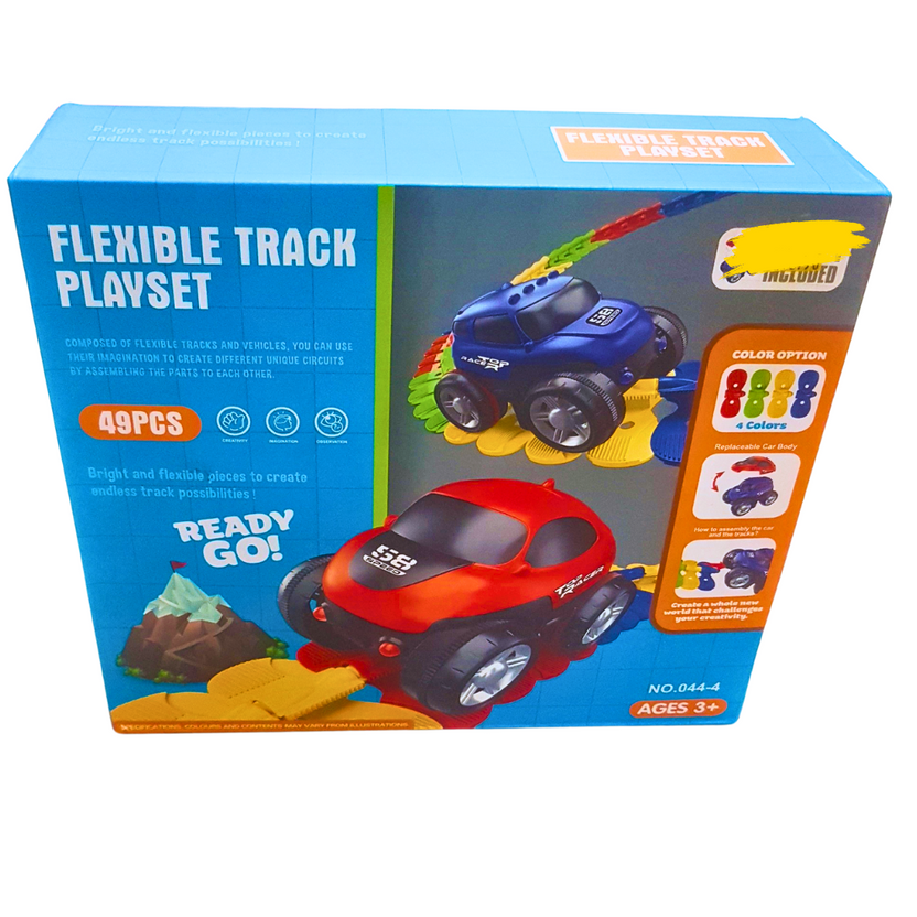Flexible Track Playset – 49-Piece DIY Car Racing Track with 2 Vehicles | Creative Track-Building Toy for Kids (Ages 3+) Main image