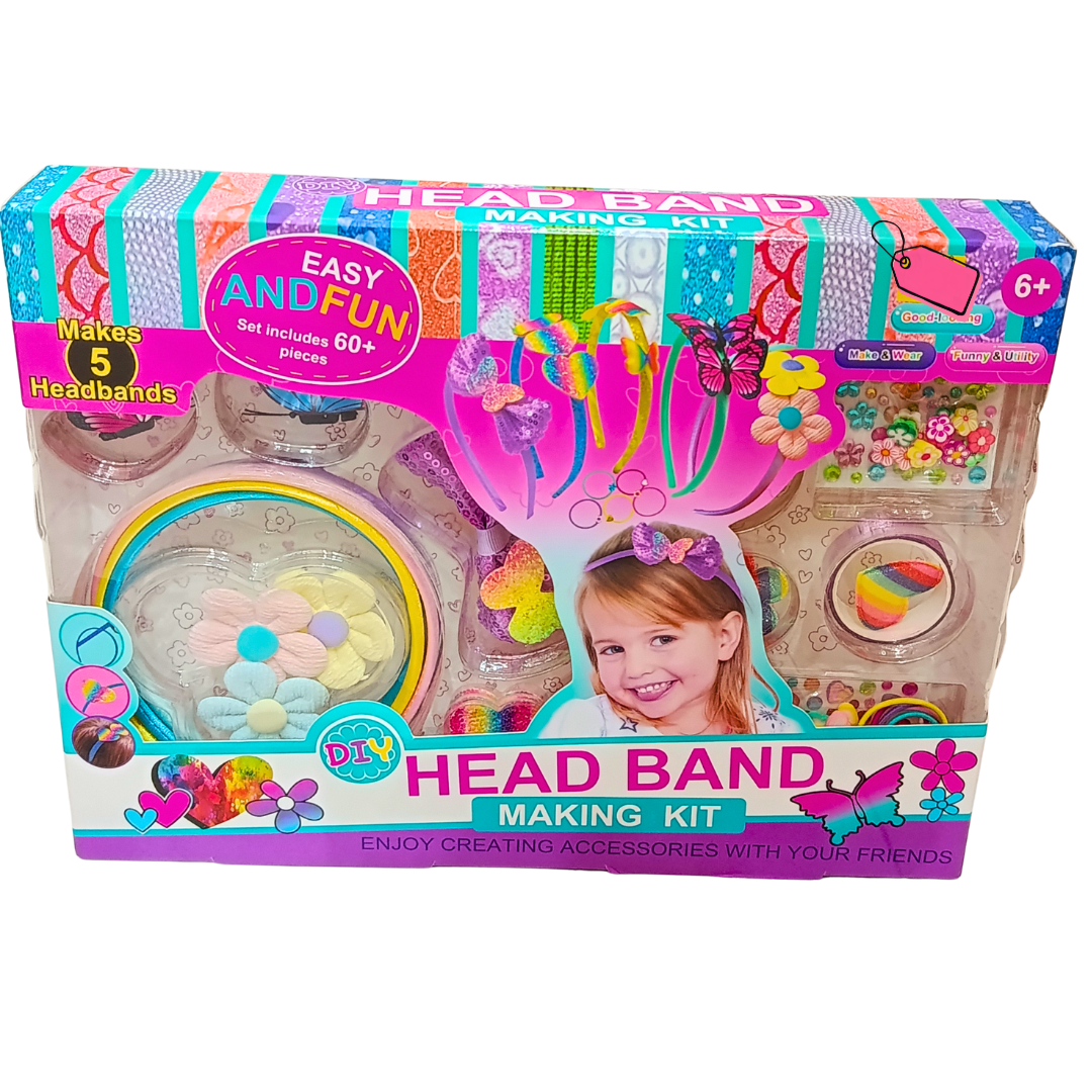 DIY Head Band Making Kit front box – makes 5 headbands with 60+ decorative pieces