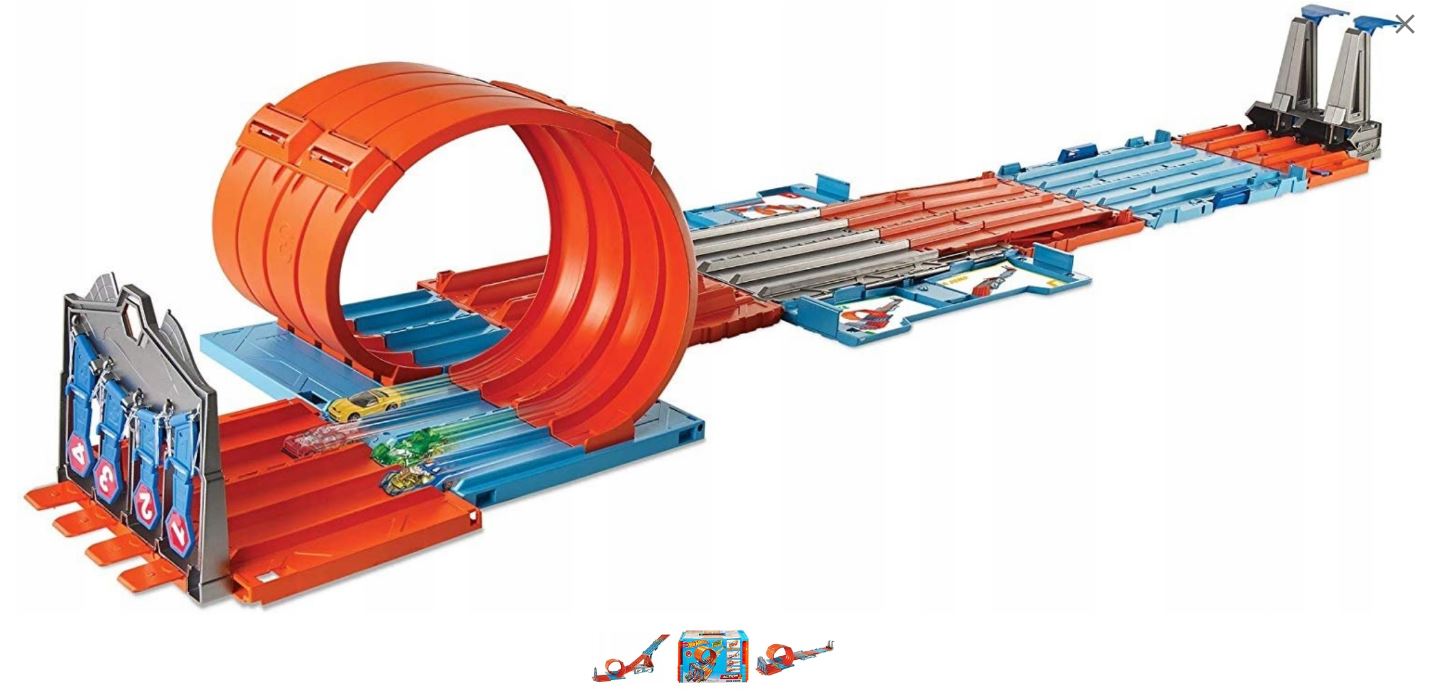 Hot Wheels Toy Car Track Set, Race Crate Transforms Into 3 Builds, Includes Storage & 2 Cars in 1:64 Scale