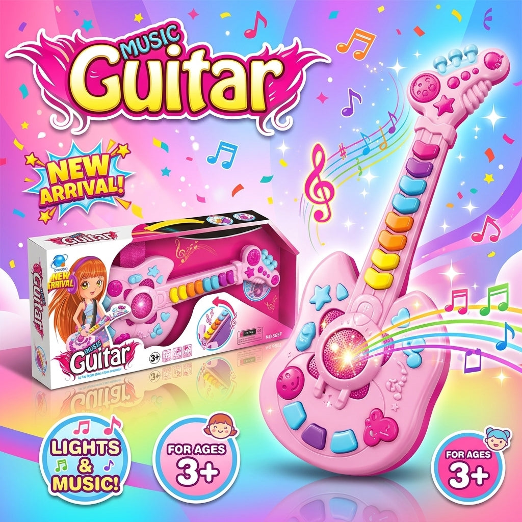 Pink Music Guitar with Coloured Keys