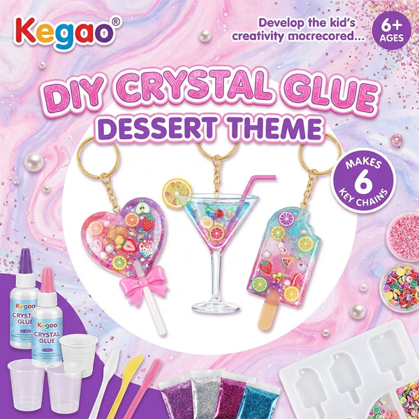 DIY Crystal Glue Creative Resin Keychain Kit – Dessert Theme, Makes 6 – Model 26889