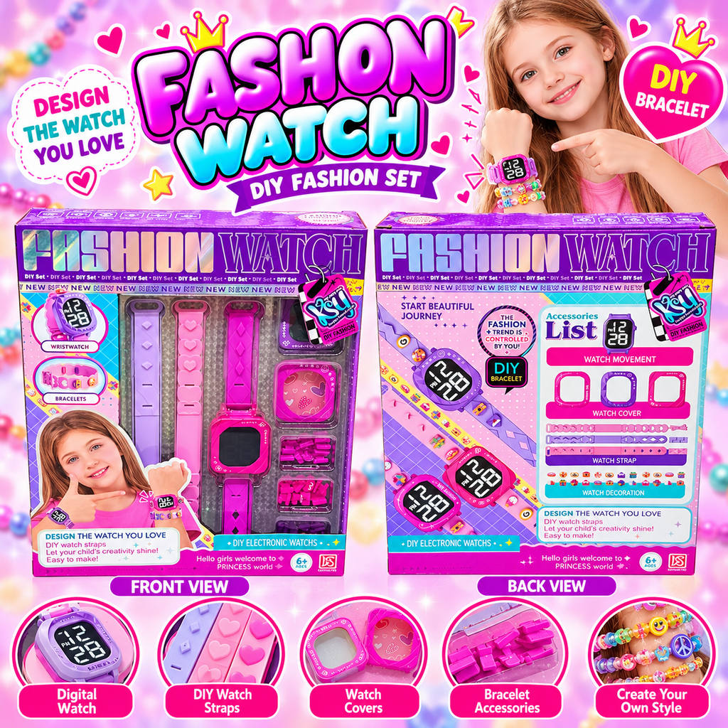 Fashion Watch DIY Fashion Set product banner with original front and back packaging views