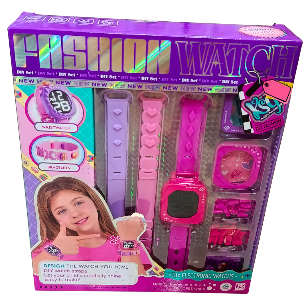 Fashion Watch DIY Electronic Digital Wristwatch Making Kit for Girls – Interchangeable Straps, Covers & Decorations | 6+ Secondary image