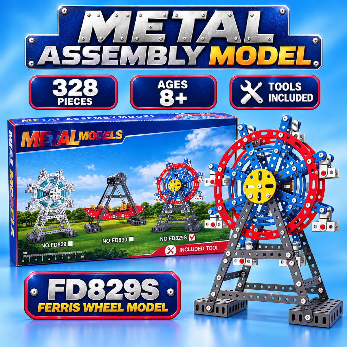 FD829S Ferris Wheel metal assembly building kit 328 pieces