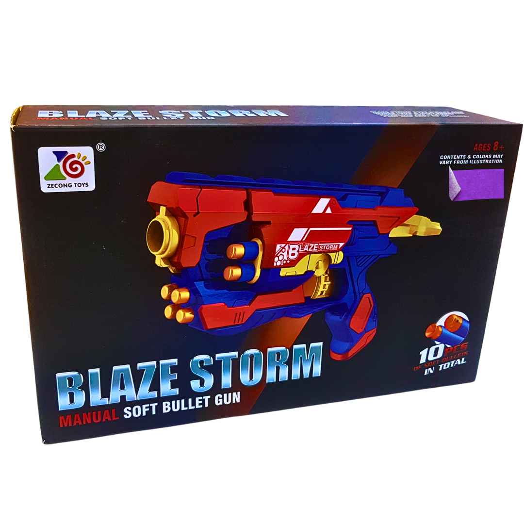 Blaze Storm Manual Soft Bullet Gun – 10 Soft Bullets Included, Vibrant Red & Blue Design, Safe Toy Gun for Kids 8+ Secondary image