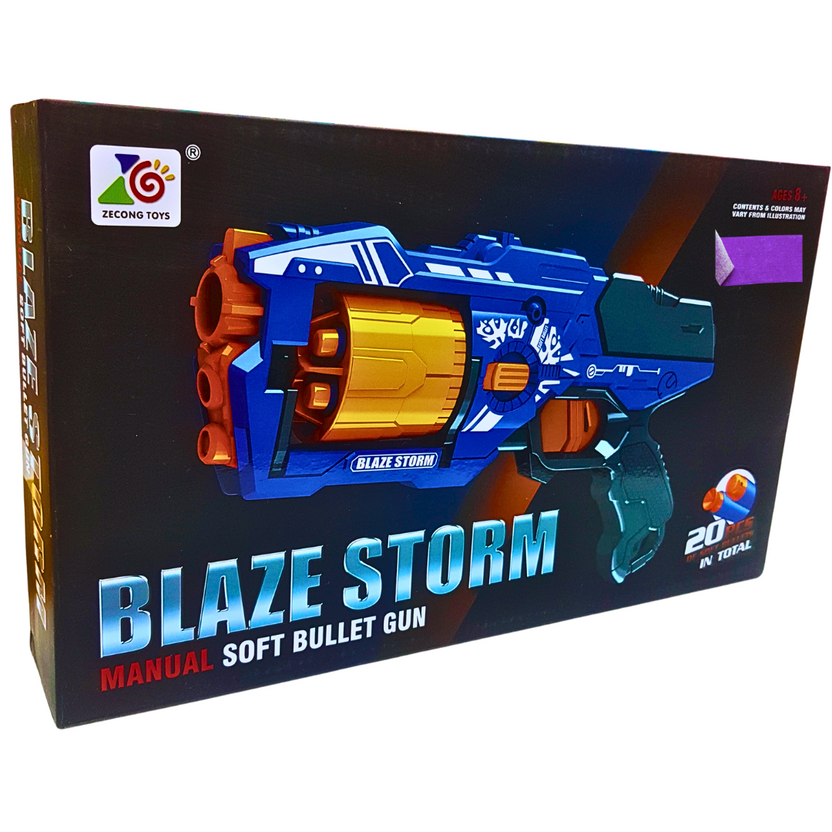 Blaze Storm Manual Soft Bullet Gun – 20 Soft Bullets Included, High-Capacity Toy Gun for Kids Ages 8+ Main image