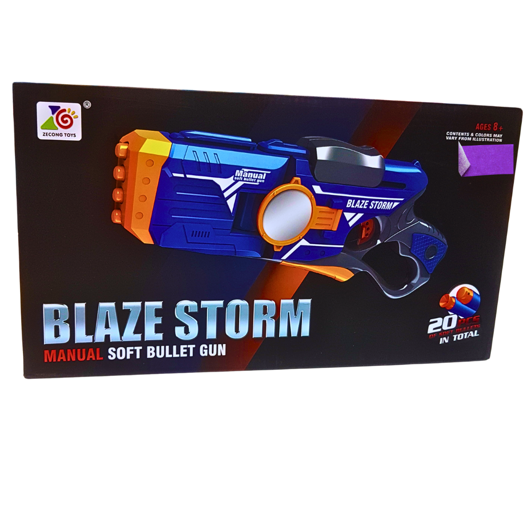 Blaze Storm Manual Soft Bullet Gun – 20 Soft Bullets, High-Performance Toy Gun for Kids 8+