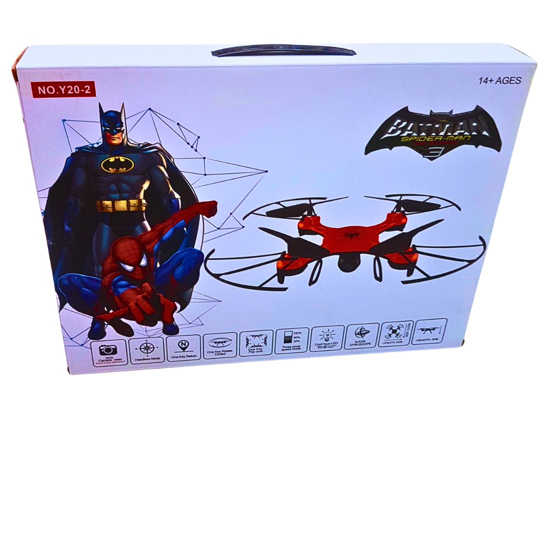 Batman & Spider-Man Quadcopter Drone – Superhero-Themed Remote Control Drone with HD Camera for Ages 14+