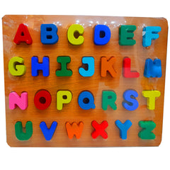 Premium Quality 3D Cut Colorful Wooden Capital Letters A-Z with Elegant Wooden Tray - Educational and Decorative Alphabet Set