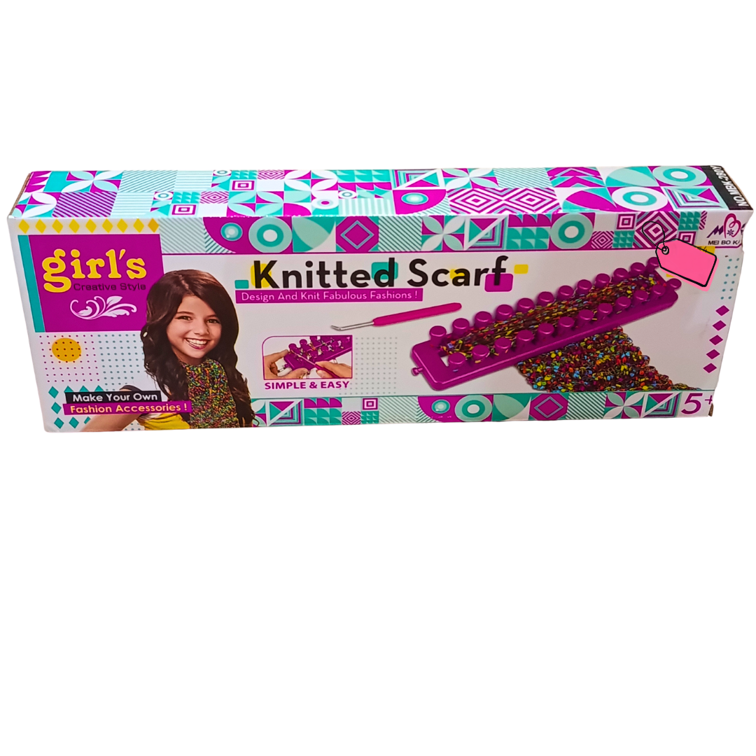 Girl's Creative Style DIY Knitted Scarf Making Kit – Easy Loom Knitting Craft with Hook & Colourful Yarn | Ages 5+ Secondary image