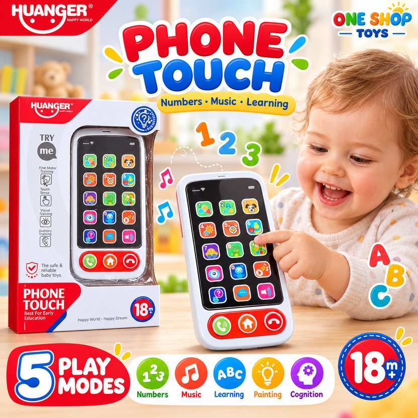 Huanger Phone Touch interactive learning toy with numbers music and activity buttons Main image