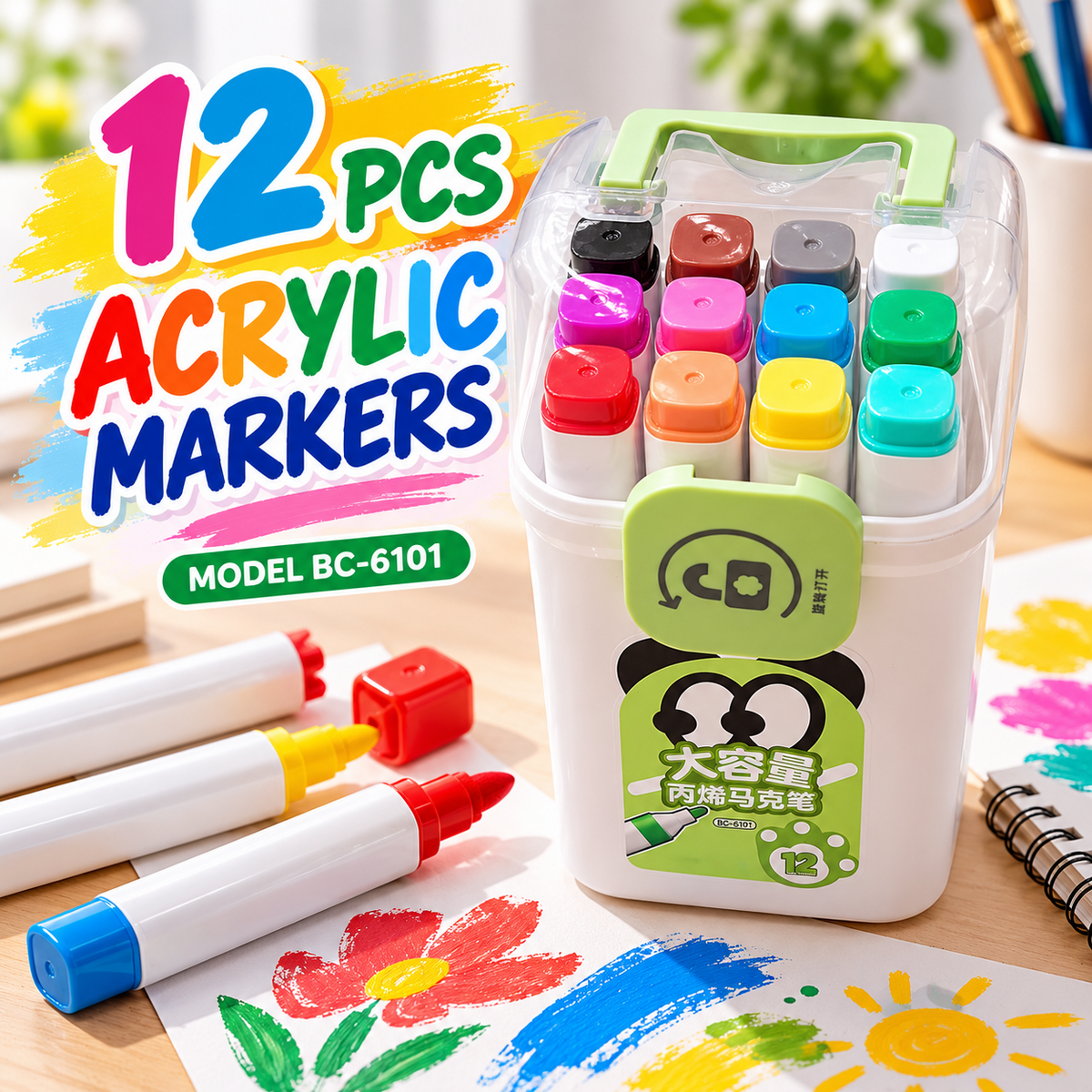 12-piece BC-6101 acrylic marker set