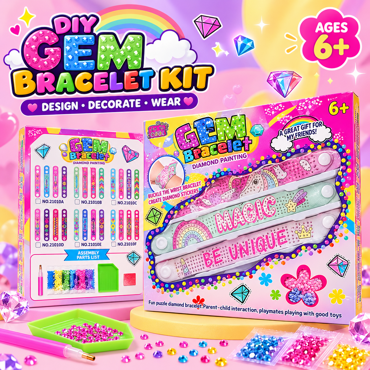 DIY Gem Bracelet diamond painting craft kit, model 21010C