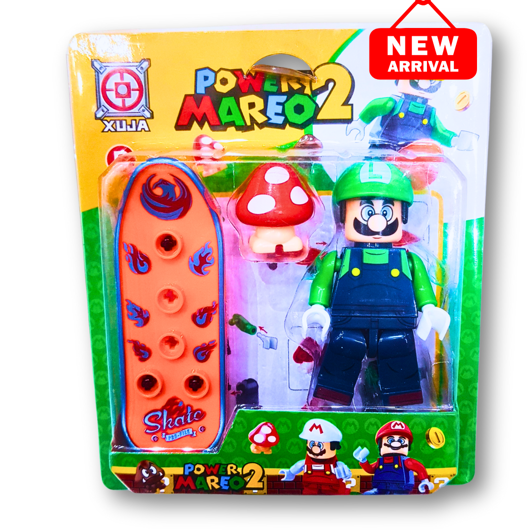 Power Mario 2 Action Figure Set – Luigi with Skateboard &amp; Accessories 🎮🛹