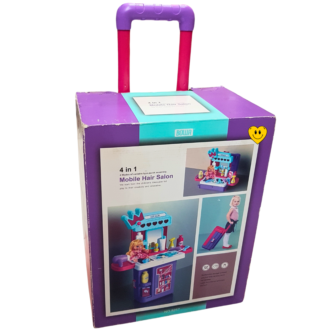 4 in 1 Mobile Hair Salon Playset – Versatile and Portable Pretend Play for Kids 3+