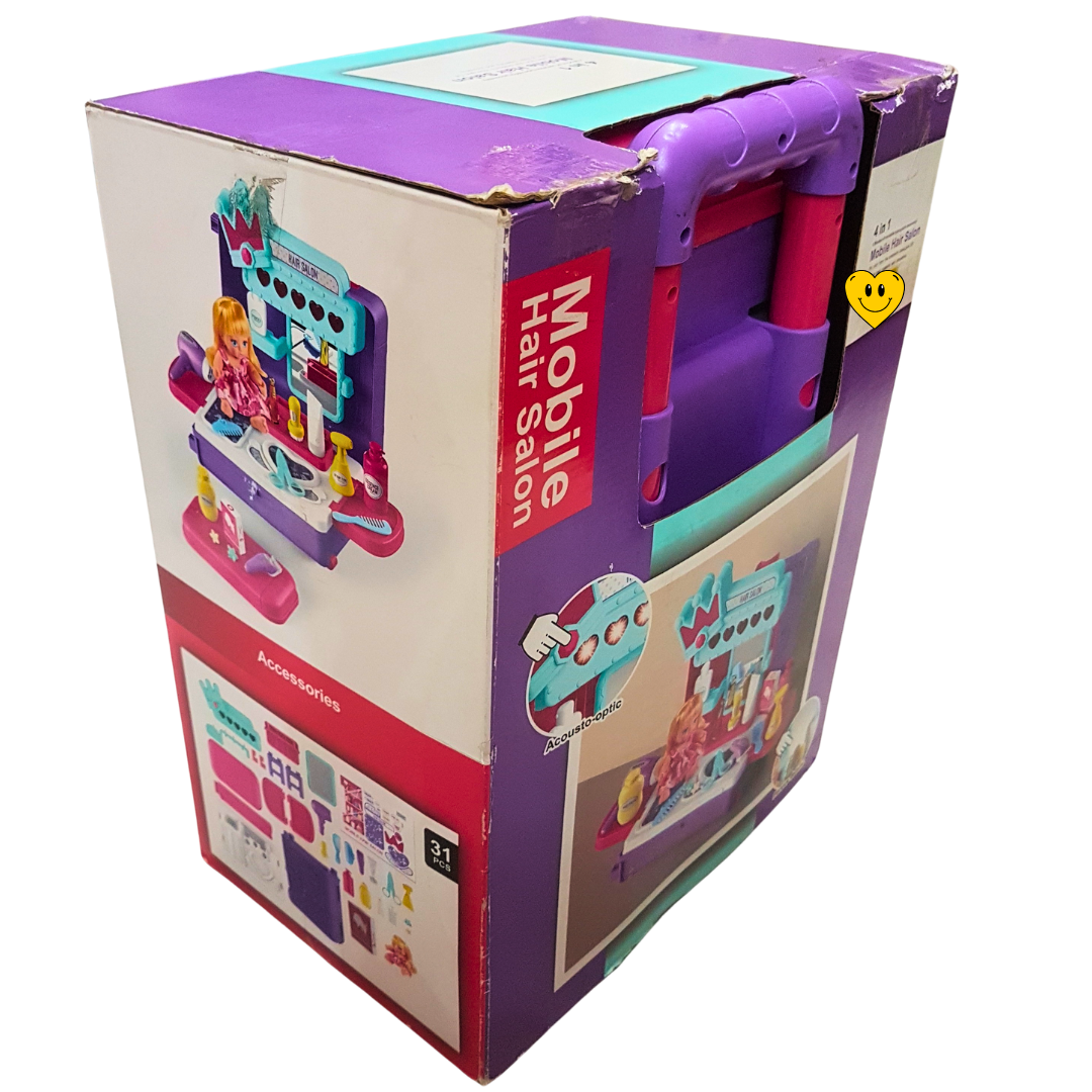 4 in 1 Mobile Hair Salon Playset – Versatile and Portable Pretend Play for Kids 3+