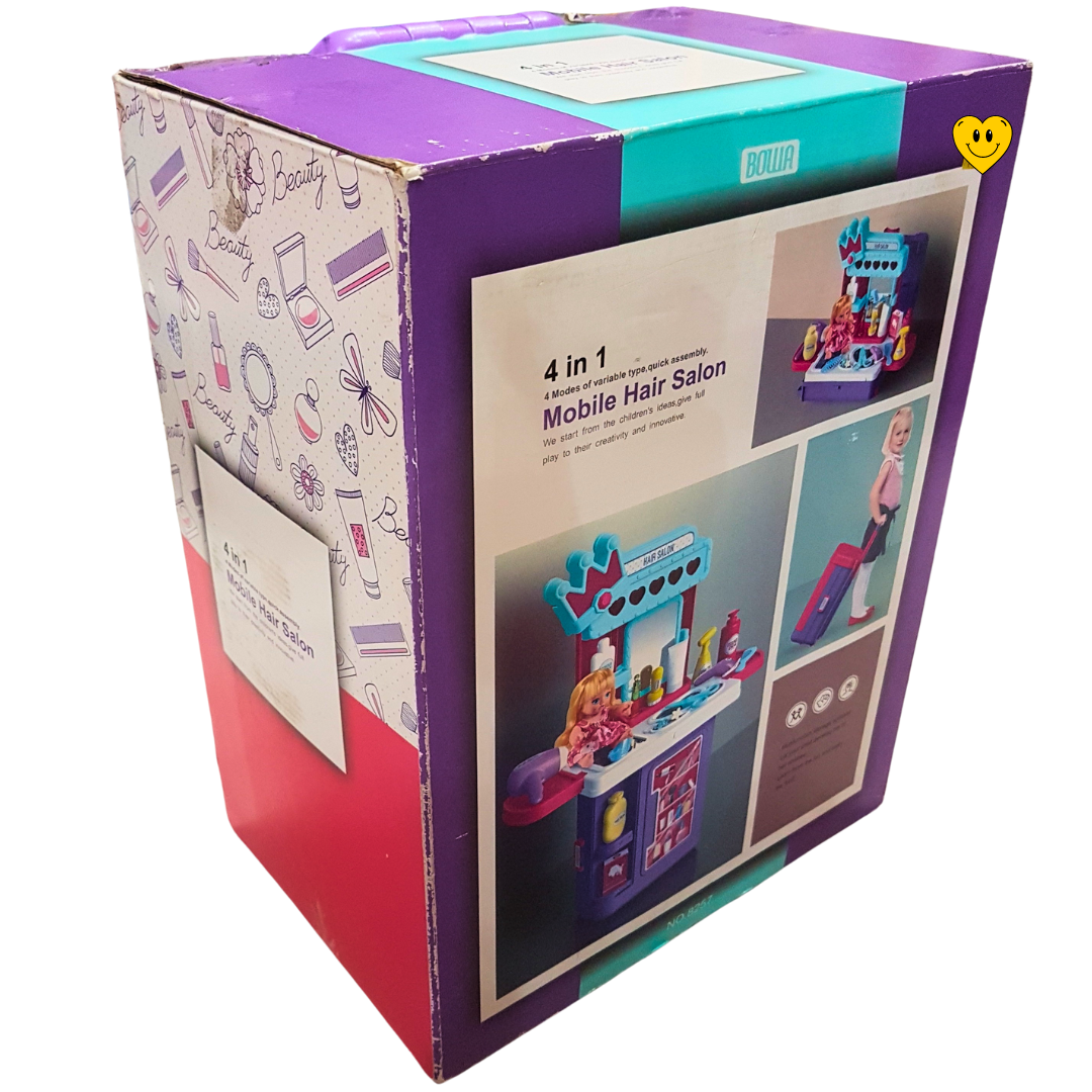 4 in 1 Mobile Hair Salon Playset – Versatile and Portable Pretend Play for Kids 3+