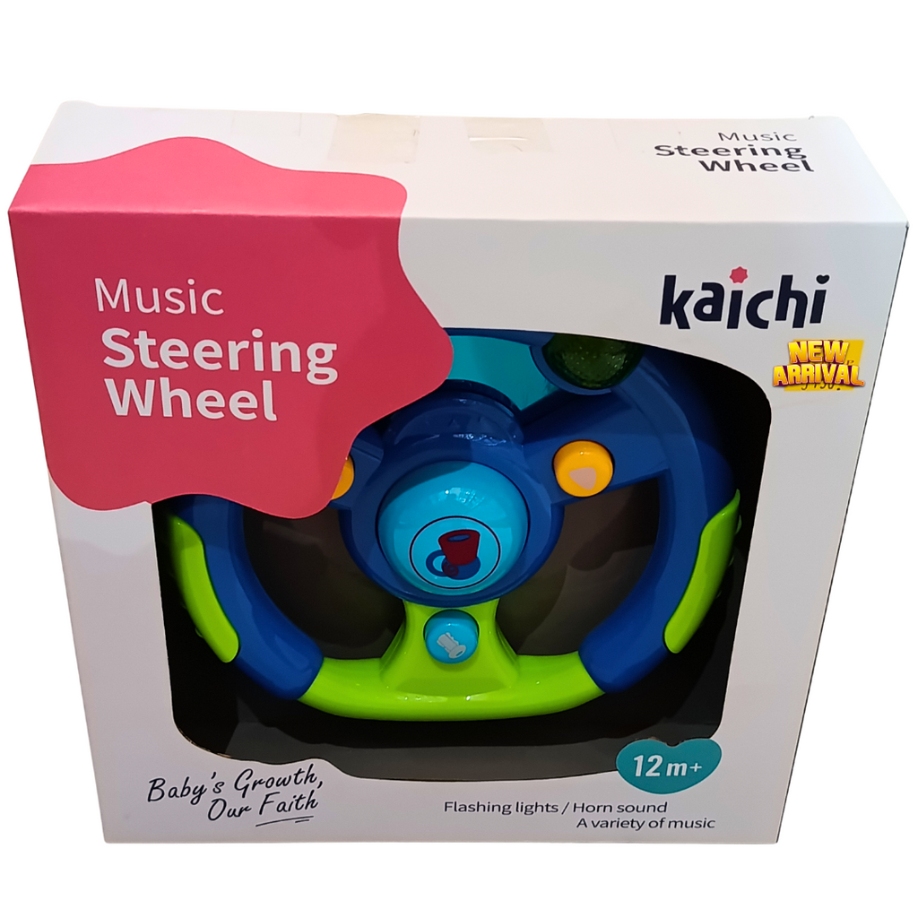 Kaichi Music Steering Wheel original front packaging blue and green