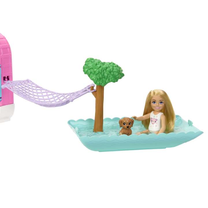 Barbie Camper, Chelsea 2-in-1 Playset With Small Doll, 2 Pets & 15 Accessories