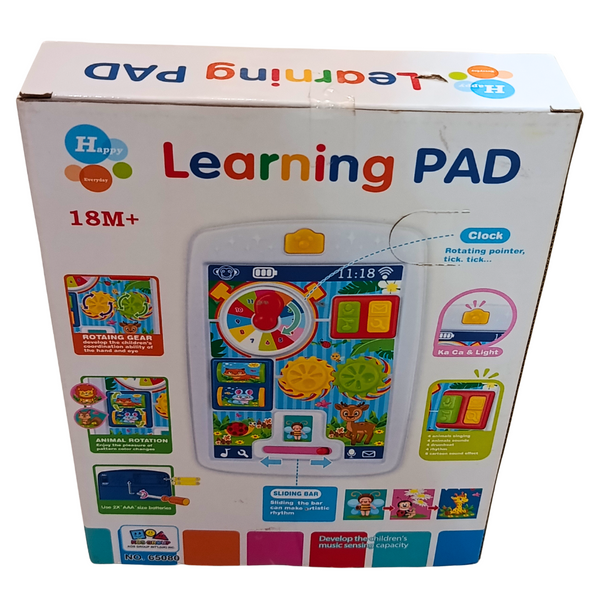 Happy Everyday Learning Pad activity features and instructions on box