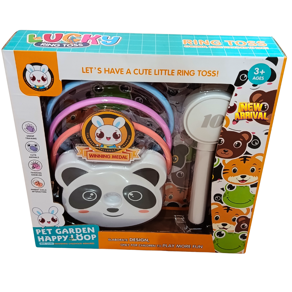 Lucky Ring Toss game original front package panda and colourful rings