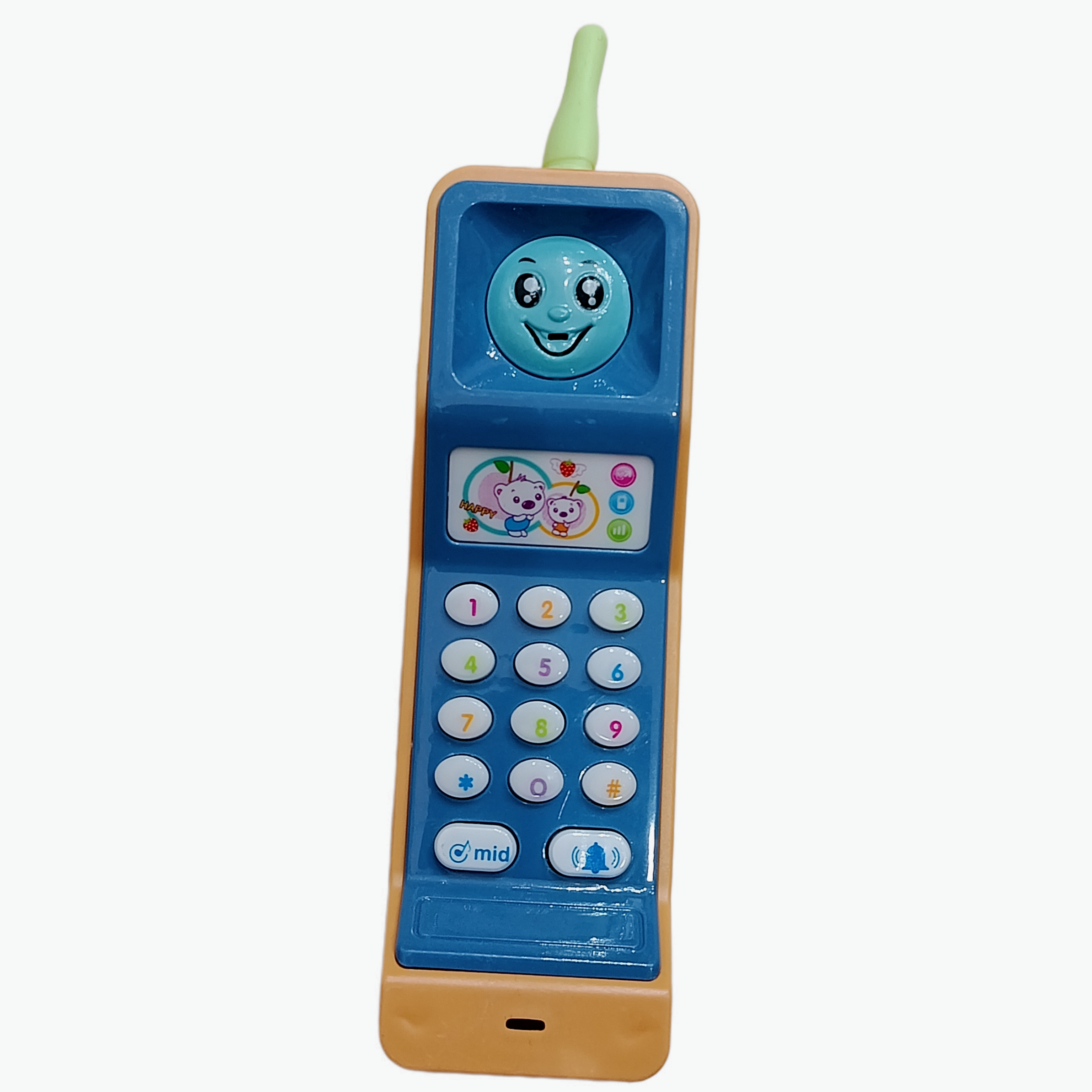 Mini Fun Smiley Face Mobile Phone Toy – Colourful Retro Pretend Play Telephone with Number Keypad & Ringtone Button | Assorted Colours for Kids Secondary image