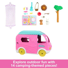 Barbie Camper, Chelsea 2-in-1 Playset With Small Doll, 2 Pets & 15 Accessories
