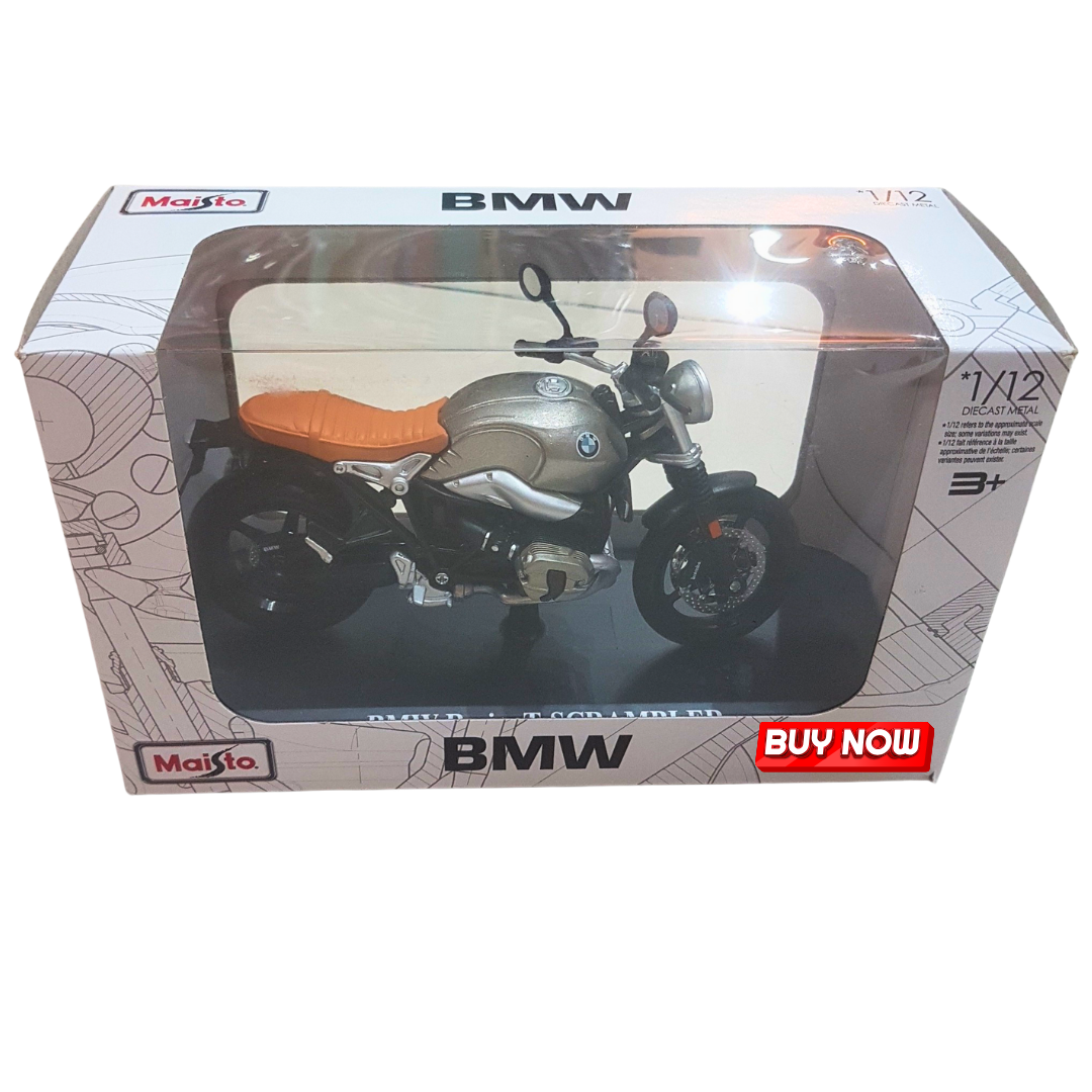 🏍️ BMW R nineT Scrambler Diecast Motorcycle Toy – 1:12 Scale Classic Bike by Maisto | For Kids Age 3+